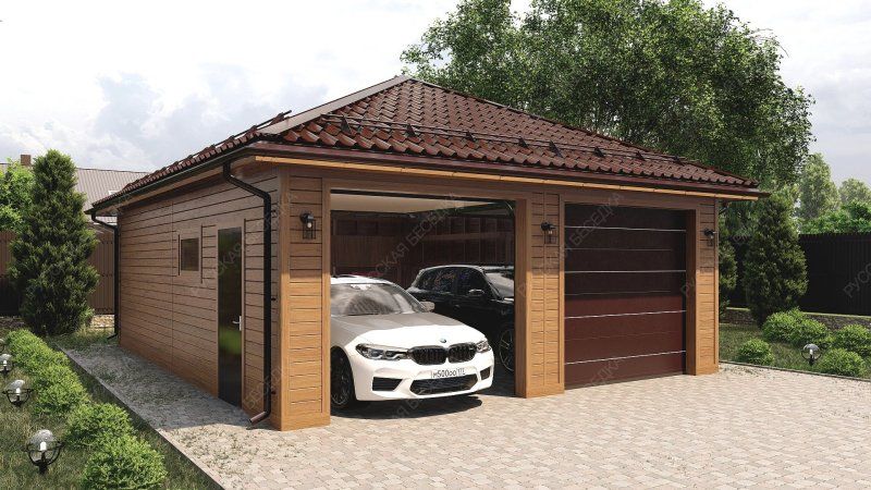 Гараж вальмовый с двумя въездами Федоровское