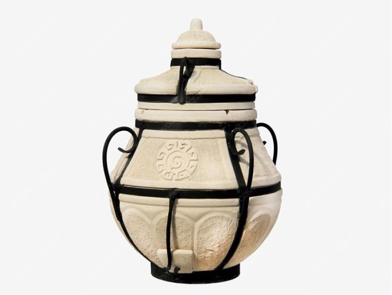 Тандыр керамический Амфора Аладдин Mini с откидной крышкой /стойка и подставка в комплекте