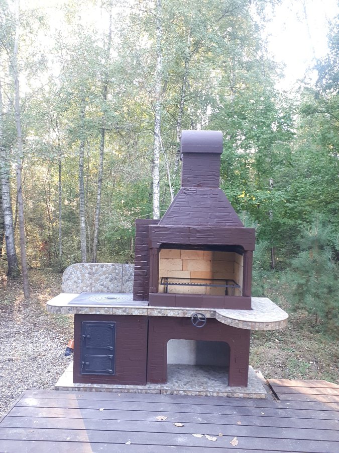 Печь № 20А — Печь Барбекю с большой топкой и печью под казан (фактура под кирпич)